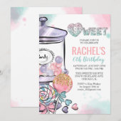 ANY AGE - Snoep thema Verjaardagsuitnodiging Kaart (Voorkant / Achterkant)