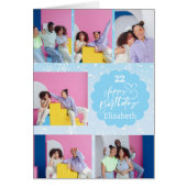 Any Age Snowy Blue 7 Fotocollage Verjaardag Kaart (Voorkant)