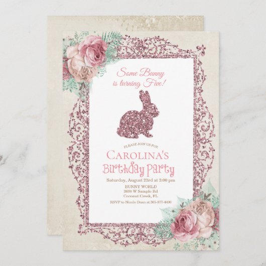 ANY AGE - Sommige konijn eerste verjaardag uitnodi Kaart (Voorkant / Achterkant)