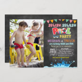 ANY AGE - Splish Splash Dual Pool Party uitnodigin Kaart (Voorkant / Achterkant)