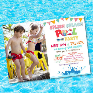 ANY AGE - Splish Splash Dual Pool Party uitnodigin Kaart