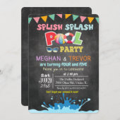 ANY AGE - Splish Splash Dual Pool Party uitnodigin Kaart (Voorkant / Achterkant)