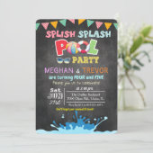 ANY AGE - Splish Splash Dual Pool Party uitnodigin Kaart (Staand voorkant)