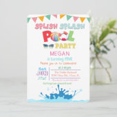 ANY AGE - Splish Splash Pool Party uitnodiging (Staand voorkant)