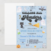 ANY AGE spooktacular Halloween jongen blauw uitnod Kaart (Voorkant / Achterkant)