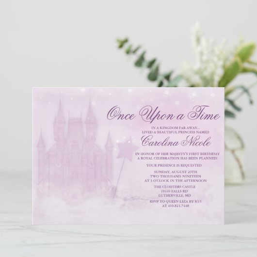 ANY AGE - Sprookje Kasteel Verjaardag uitnodiging (Staand voorkant)