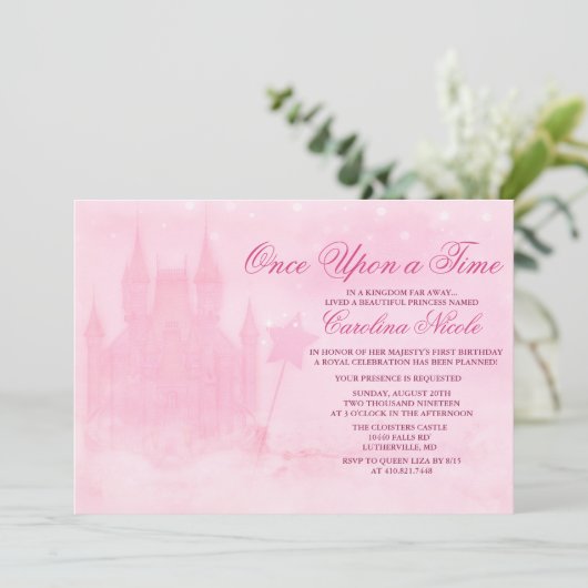 ANY AGE - Sprookje Kasteel Verjaardag uitnodiging (Staand voorkant)