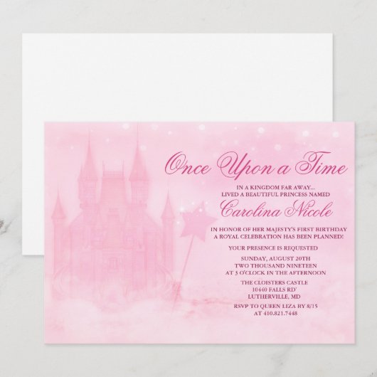 ANY AGE - Sprookje Kasteel Verjaardag uitnodiging (Voorkant / Achterkant)