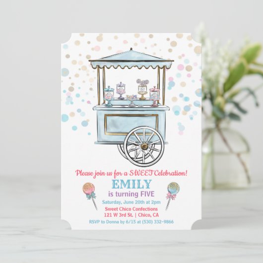 ANY AGE - Sweet Snoep Shop Verjaardagsuitnodiging Kaart (Staand voorkant)