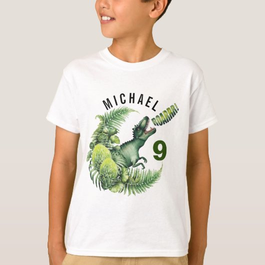 ANY AGE T-Rex Dinosaur Boy's Verjaardag T-shirt (Voorkant)