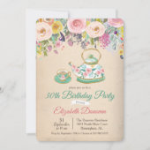 ANY AGE - Tea Party Bloemen Verjaardag Uitnodiging (Voorkant)
