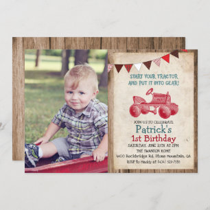 ANY AGE -  Tractor Boy Verjaardagsuitnodiging Kaart