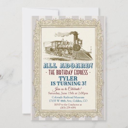 ANY AGE -  trein verjaardagsuitnodiging Kaart (Voorkant)