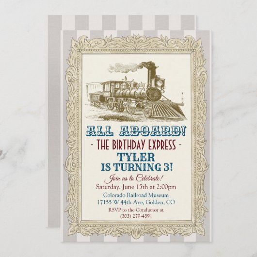 ANY AGE -  trein verjaardagsuitnodiging Kaart (Voorkant / Achterkant)