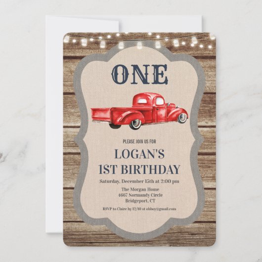 ANY AGE -  Truck Boy Verjaardagsuitnodiging Kaart (Voorkant)