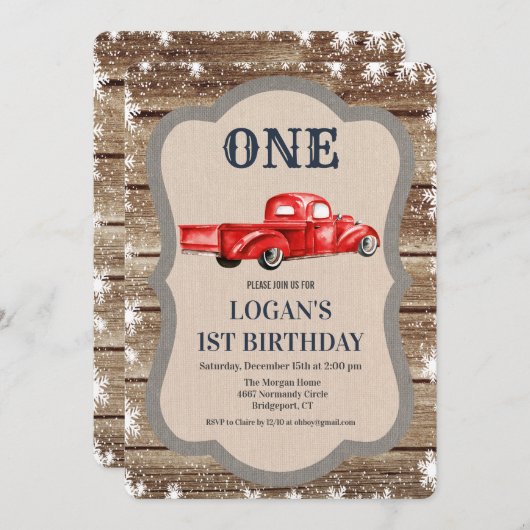 ANY AGE - Truck Boy Verjaardagsuitnodiging Kaart (Voorkant / Achterkant)