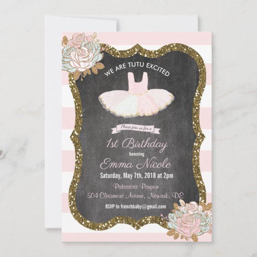 ANY AGE - Tutu Ballerina Verjaardag uitnodiging (Voorkant)