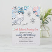ANY AGE - Uil Bloemen Verjaardag uitnodiging (Staand voorkant)