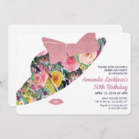 ANY AGE - Uitnodiging voor Derby Birthday Party (Voorkant / Achterkant)