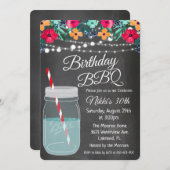 ANY AGE - Verjaardag BBQ Mason Jar uitnodiging (Voorkant / Achterkant)