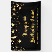 ANY AGE Verjaardag Black Gold Stars Custom Bericht Spandoek (Verticaal)