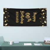ANY AGE Verjaardag Borstel Scrip Zwart Goud Sterre Spandoek (Beurs)