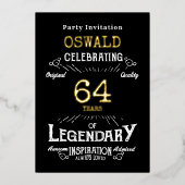 Any Age Verjaardag Geboren Legendary Zwart Goud Re Folie Uitnodiging (Voorkant)