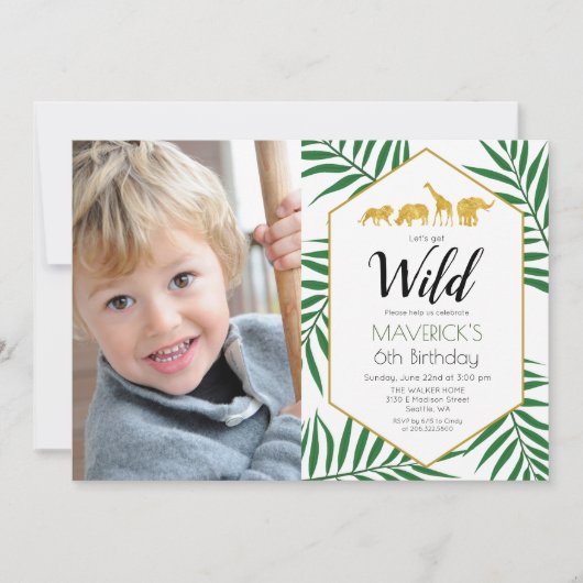 ANY AGE - Verjaardag Oerwoud Safari Invitation Kaart (Voorkant)