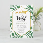 ANY AGE - Verjaardag Oerwoud Safari Invitation Kaart (Staand voorkant)
