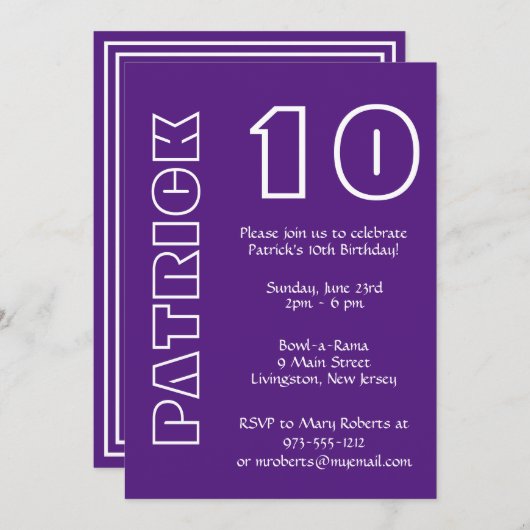 Any Age Verjaardag Paarse en wit Kaart (Voorkant / Achterkant)