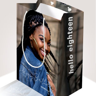 Any Age Verjaardag Trendy gepersonaliseerde foto m Medium Cadeauzakje