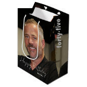 Any Age Verjaardag Trendy gepersonaliseerde foto Medium Cadeauzakje (Voorkant Gekanteld)