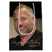 Any Age Verjaardag Trendy gepersonaliseerde foto Medium Cadeauzakje (Achterkant)