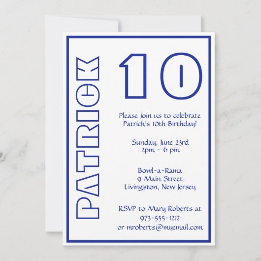 Any Age Verjaardag Wit en Royal Blue Kaart (Voorkant)