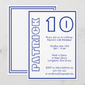 Any Age Verjaardag Wit en Royal Blue Kaart (Voorkant / Achterkant)