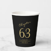 Any Age Verjaardag Zwart Goud Foto Papieren Bekers (Voorkant)