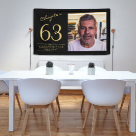 Any Age Verjaardag Zwart Goud Foto Spandoek