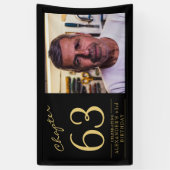 Any Age Verjaardag Zwart Goud Foto Spandoek (Verticaal)