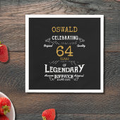 Any Age Verjaardag Zwart Goud Retro Legendary Servet