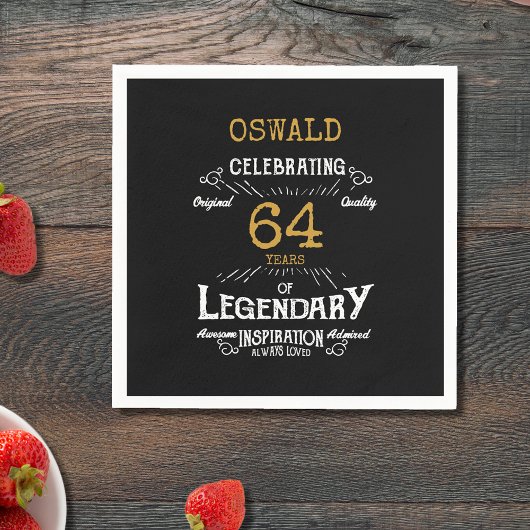 Any Age Verjaardag Zwart Goud Retro Legendary Servet