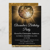 Any Age Verjaardagsfeestje Gouden Sparkle Disco Ba Kaart (Voorkant / Achterkant)