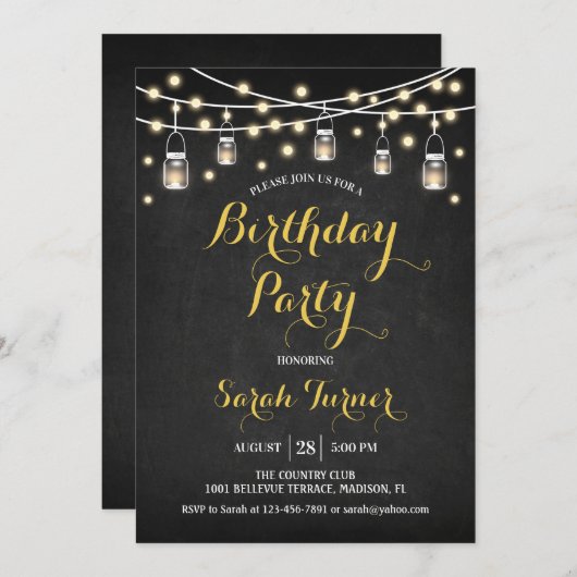 Any Age verjaardagsfeestje - krijtbord goud Kaart (Voorkant / Achterkant)