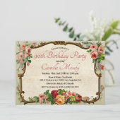 ANY AGE - Victoriaans Bloemen Verjaardagsuitnodigi Kaart (Staand voorkant)