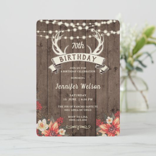 ANY AGE Vrouw Rustieke Bloemengewei Banner B'day Kaart (Staand voorkant)