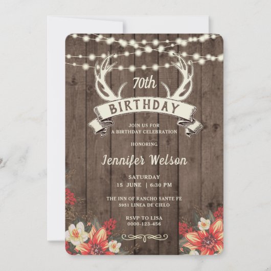 ANY AGE Vrouw Rustieke Bloemengewei Banner B'day Kaart (Voorkant)