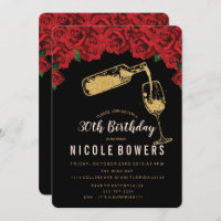 ANY AGE - Wijnglas Glitter Verjaardag uitnodiging