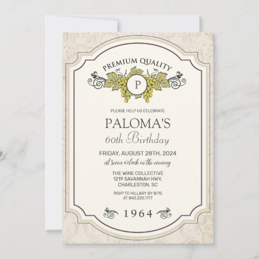 ANY AGE - Wijnlabel Verjaardag Uitnodiging (Voorkant)