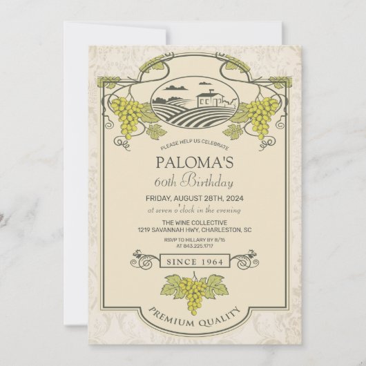 ANY AGE - Wijnlabel Verjaardag Uitnodiging (Voorkant)