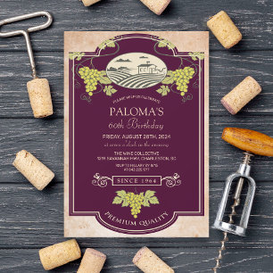 ANY AGE - Wijnlabel Verjaardag Uitnodiging