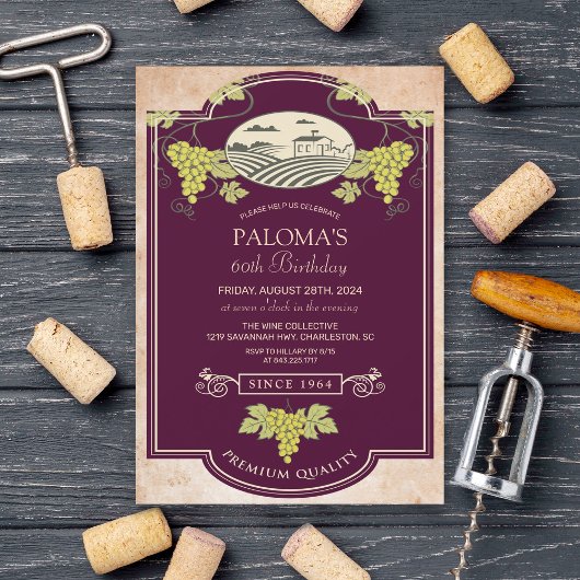 ANY AGE - Wijnlabel Verjaardag Uitnodiging